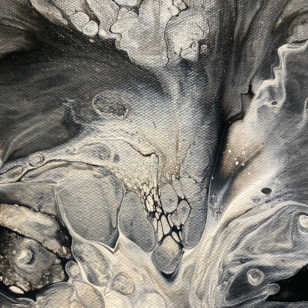 ❌SOLD❌12x12 hand painted Abstract Acrylic fluid pour art canvas painting black - Picture 6 of 10